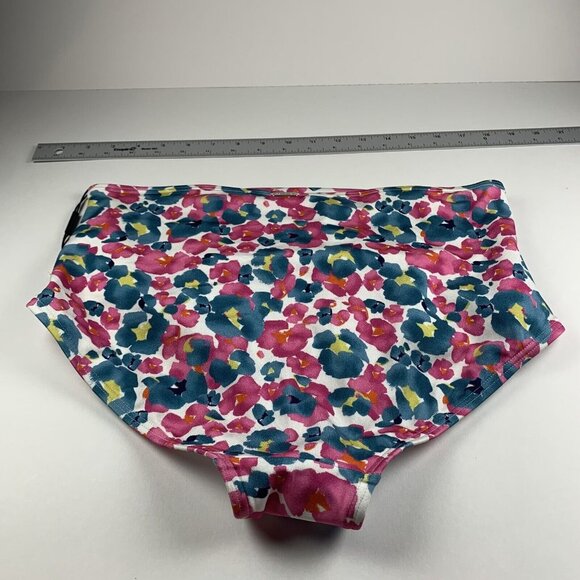Calvin Klein Bikini Bottom Women M Multicolor Floral Pleated High Waist Swimwear - Picture 5 of 6